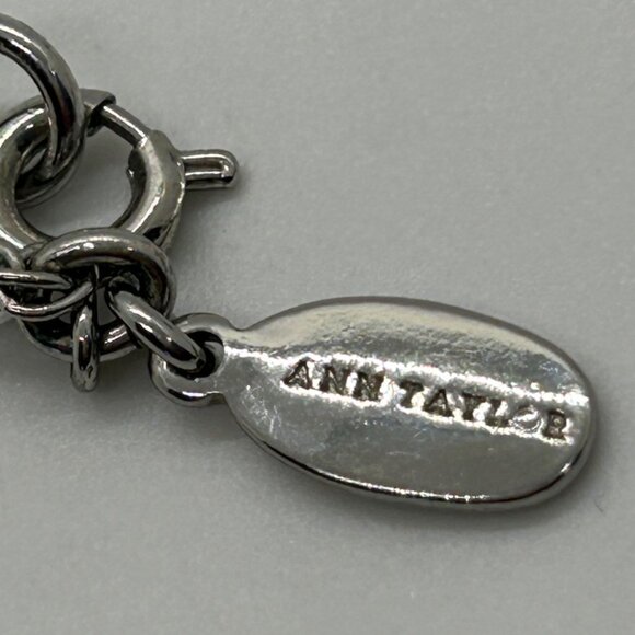 Ann Taylor Vintage Silver Necklace With Yellow Floral Accents & Crystal Details - Picture 6 of 16